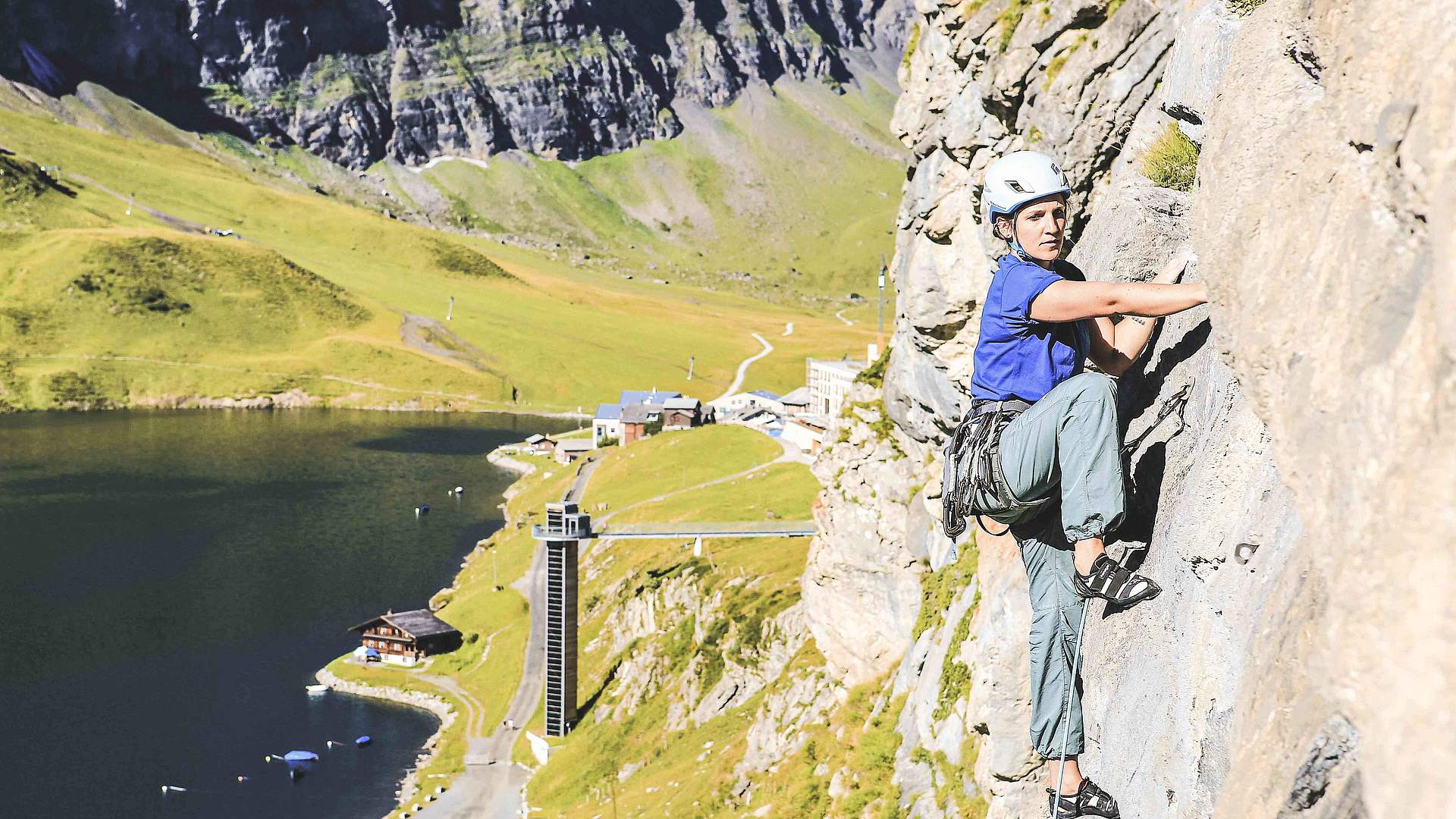 Climber on the Bonifelswand in Obwalden