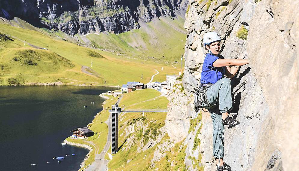 Climber on the Bonifelswand in Obwalden